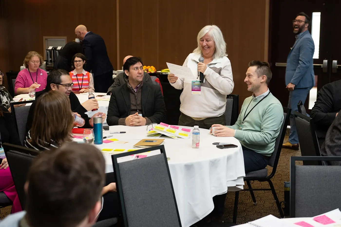 Small groups synthesizing strategies during plenary sharing